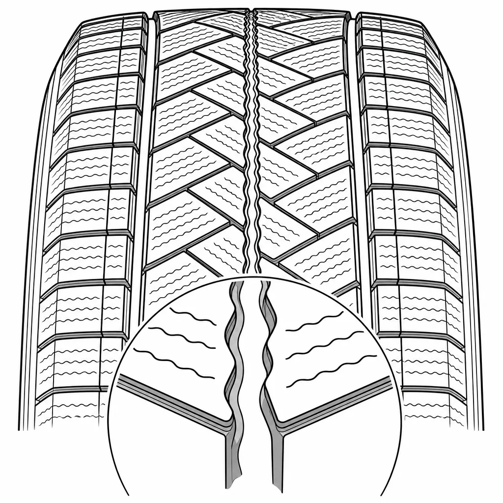 Schéma illustratif : Sillon axial étroit et ondulé