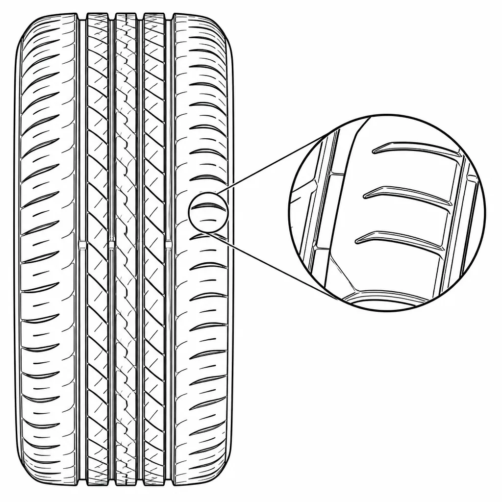 Schéma illustratif : Éléments périphériques semi-continus à entailles obliques courtes