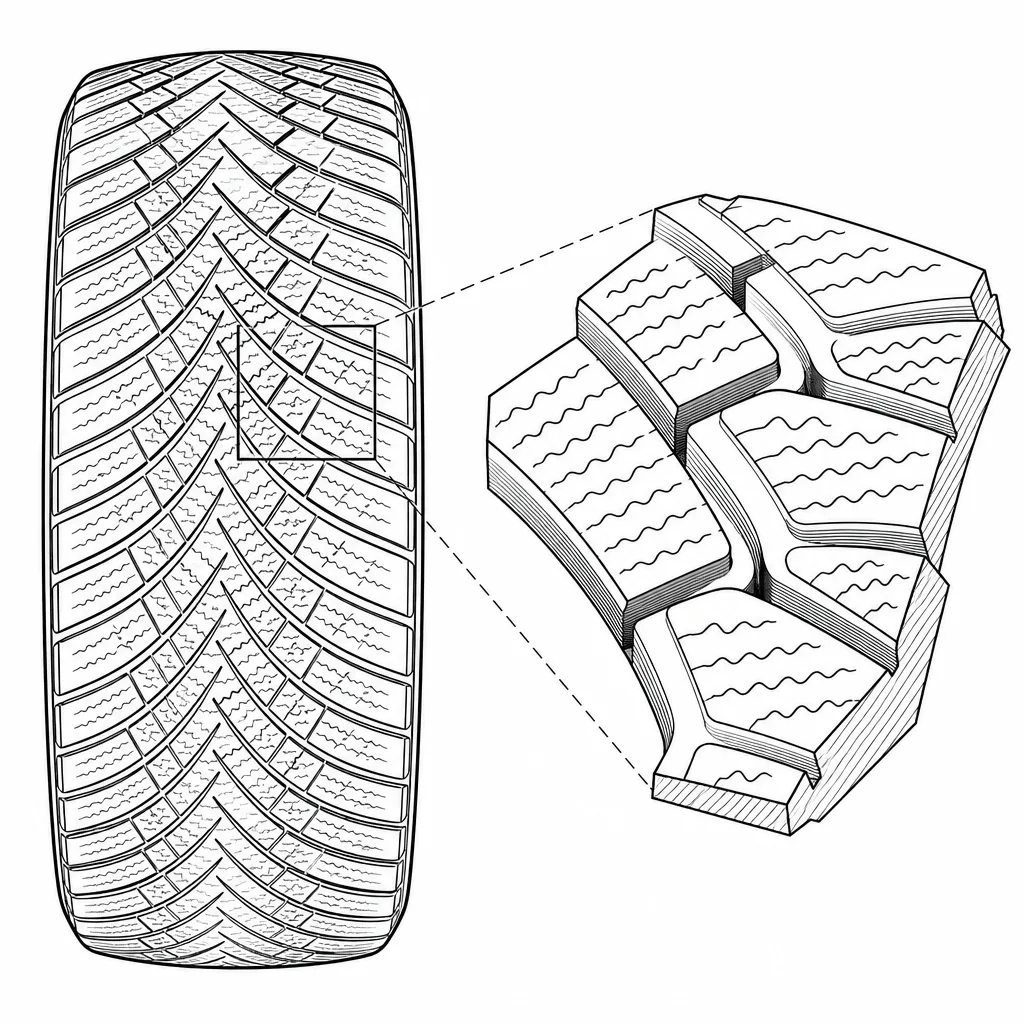Schéma illustratif : Réseau de rainures obliques associé à des passages sinueux entre rangées