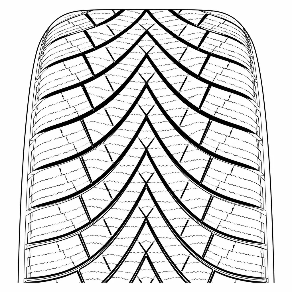 Schéma illustratif : Centre composé d’éléments en chevrons serrés mais interrompus
