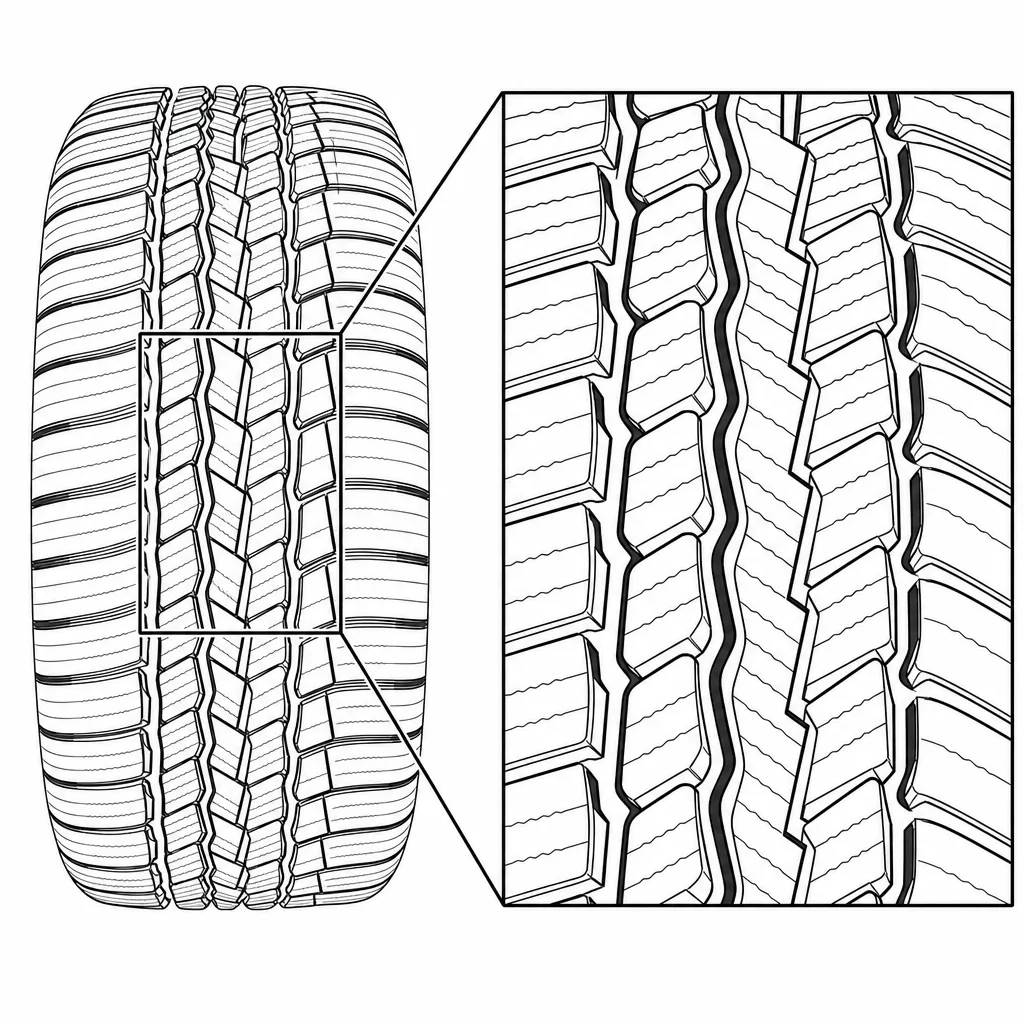 Schéma illustratif : Quatre rainures sinueuses reliées à des passages obliques