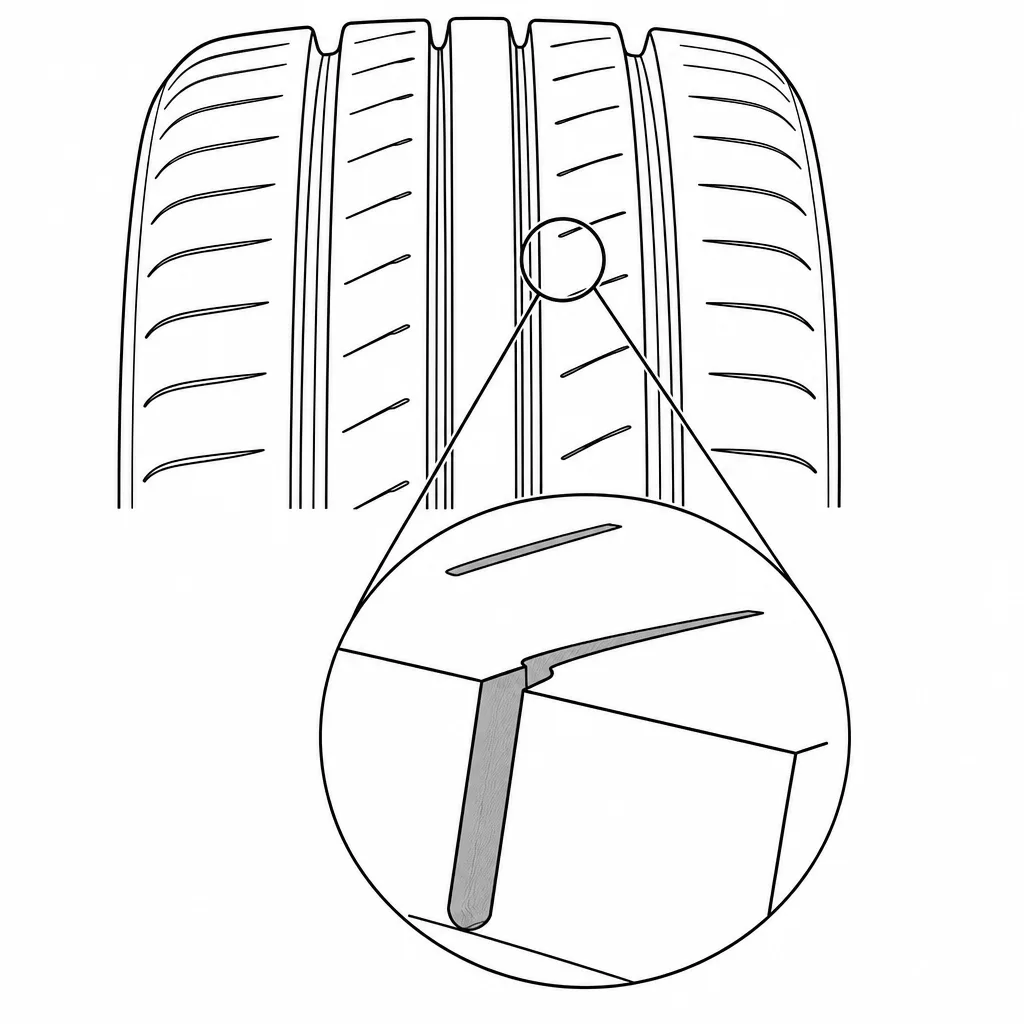 Schéma illustratif : Terminaisons internes des entailles obliques des bandes intermédiaires