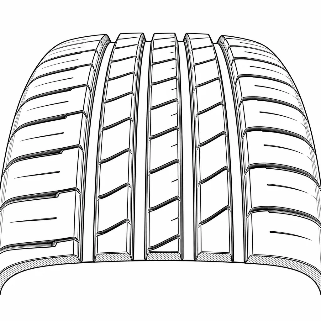 Schéma illustratif : Cinq bandes de gomme séparées par quatre coupures circonférentielles