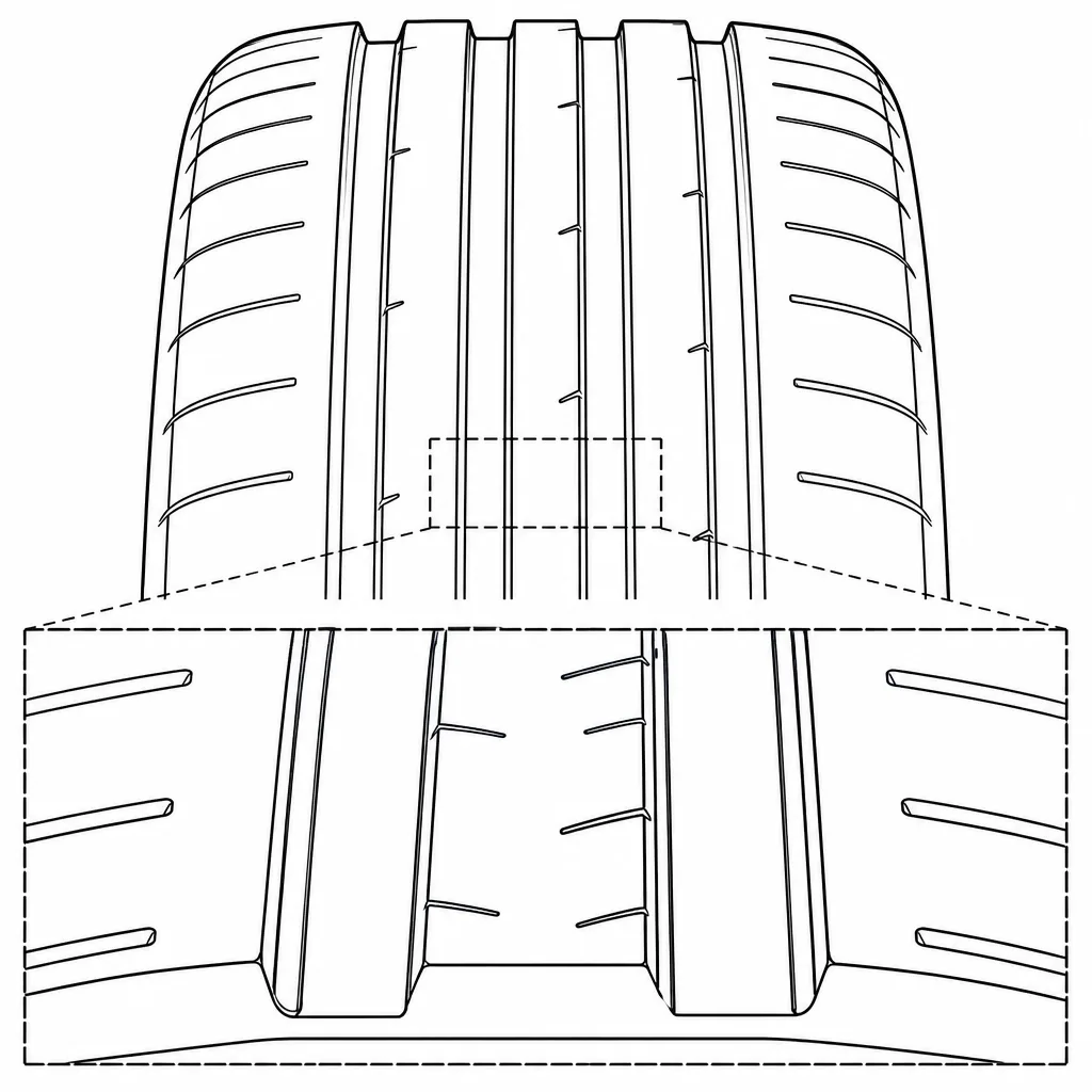 Schéma illustratif : Écart de largeur entre les canaux médians et les canaux proches des épaules