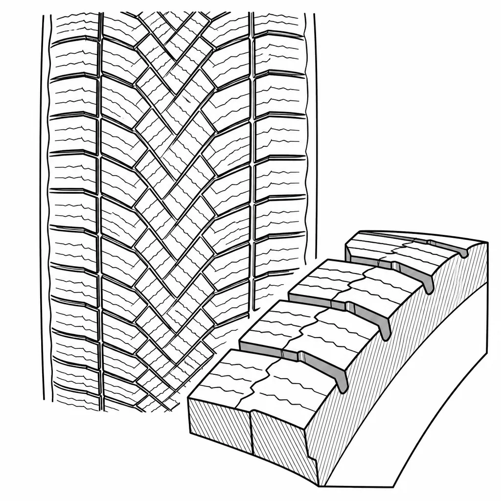 Schéma illustratif : Bord d’épaule aligné, semi-continu et crénelé