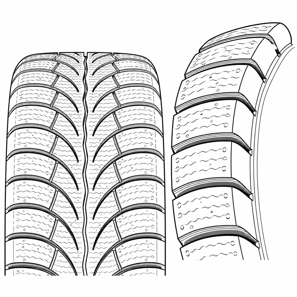 Schéma illustratif : Pavés d'épaule segmentés avec contour extérieur arrondi