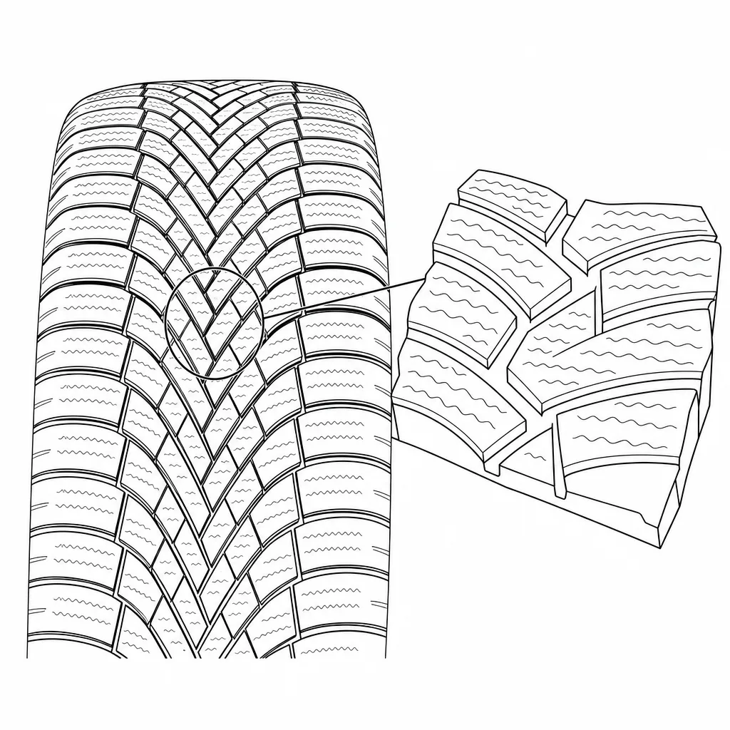 Schéma illustratif : Chaînes de blocs centraux reliées par des passages de gomme courts et obliques