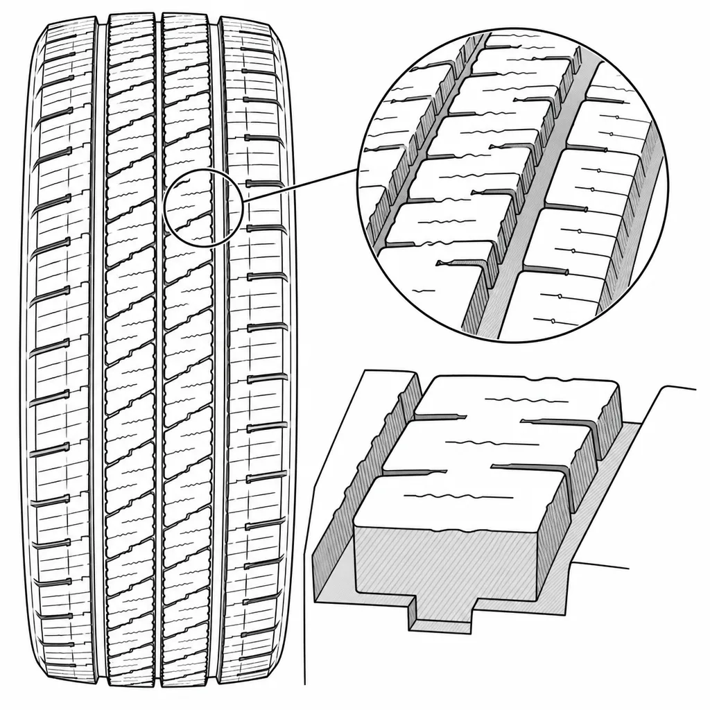 Schéma illustratif : Languettes de gomme formées par les fines incisions