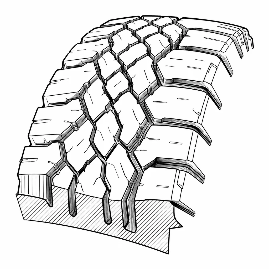 Schéma illustratif : Écart de volume entre pavés centraux morcelés et gros pavés latéraux