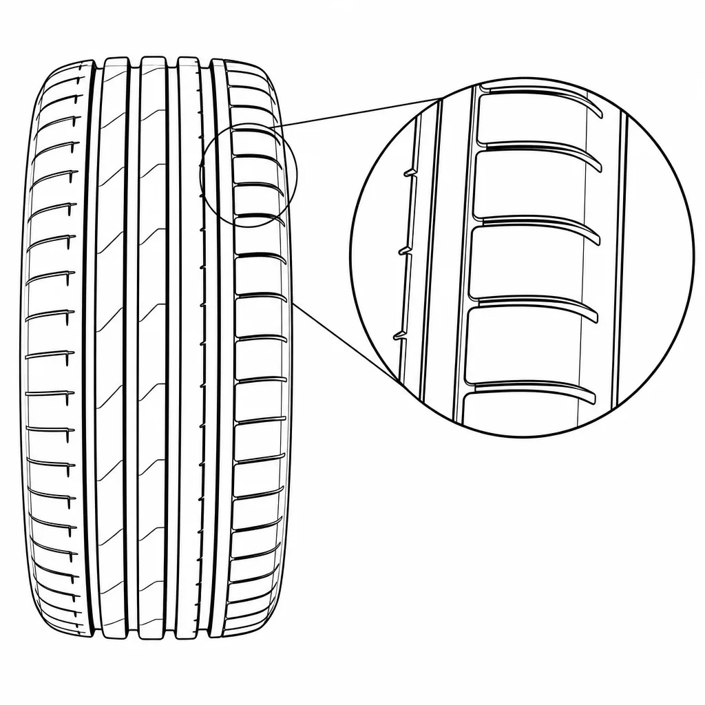 Schéma illustratif : Épaules larges à encoches courtes et régulièrement espacées