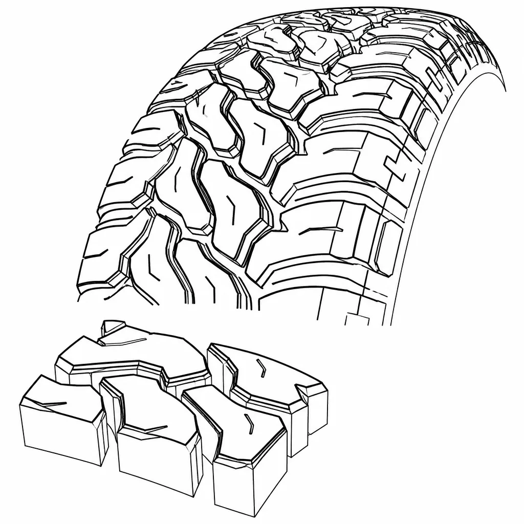 Schéma illustratif : Gros blocs polygonaux à section épaisse et faiblement entaillée