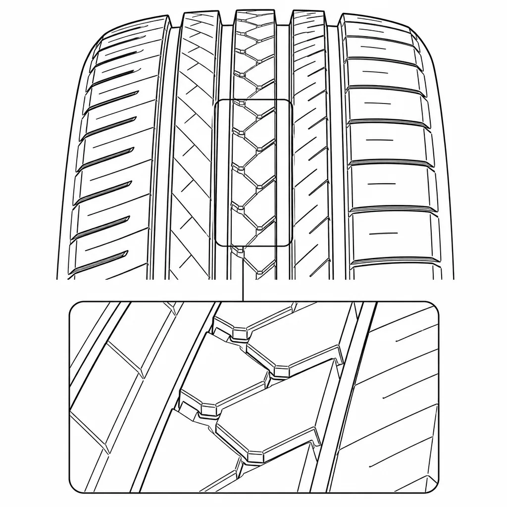 Schéma illustratif : Ponts de gomme reliant les segments de la chaîne centrale anguleuse
