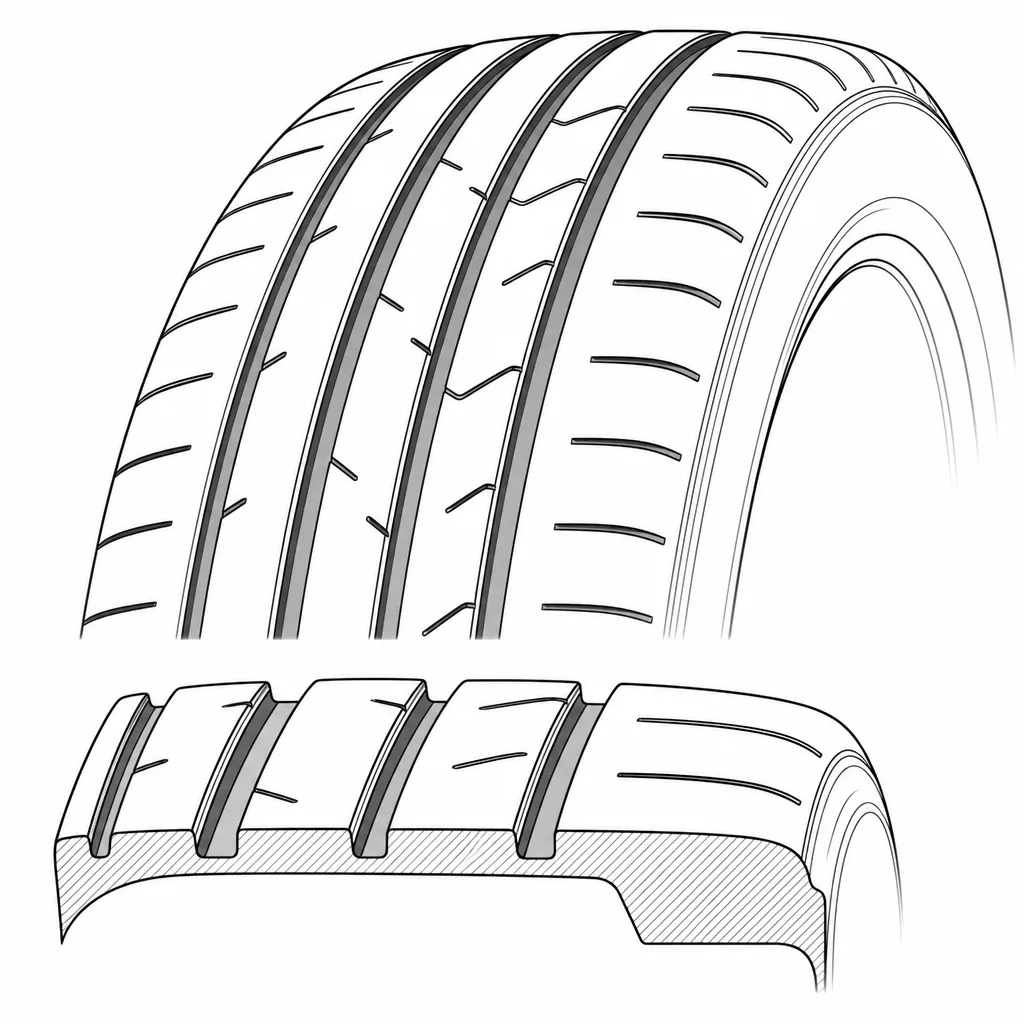 Schéma illustratif : Épaules à forte proportion de gomme et courtes découpes régulières