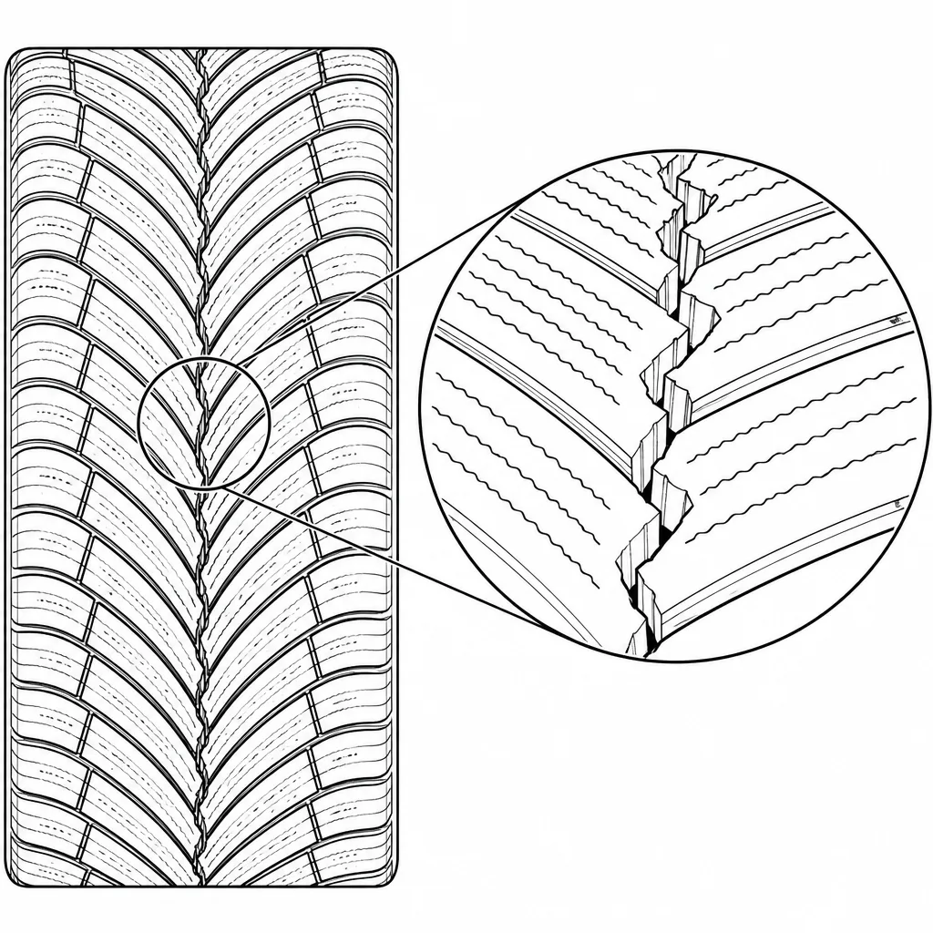 Schéma illustratif : Jonction centrale en zigzag composée d’extrémités de blocs