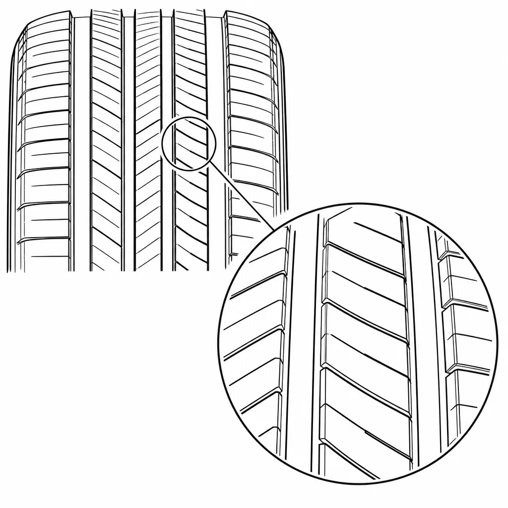 Schéma illustratif : Entailles obliques de densité moyenne sur les nervures et pavés