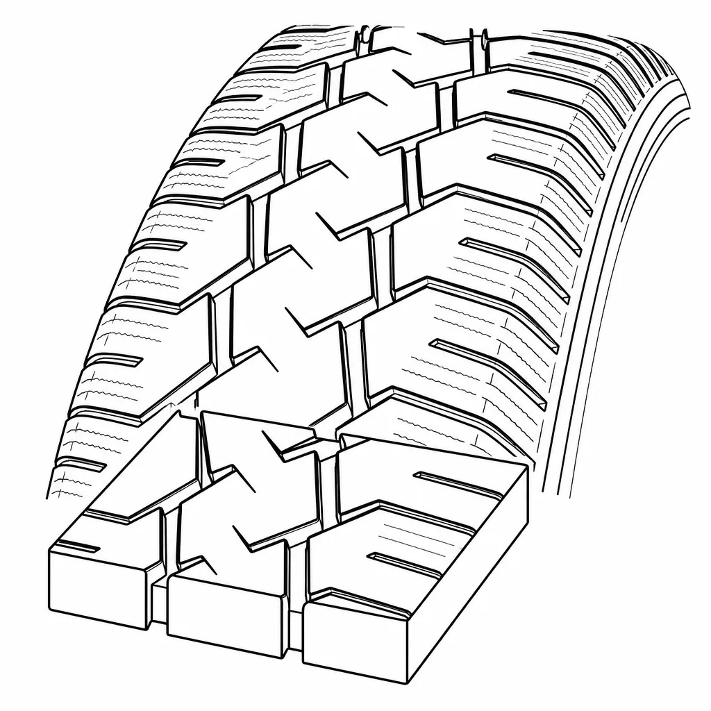 Schéma illustratif : Pavés polygonaux centraux imbriqués à faces obliques