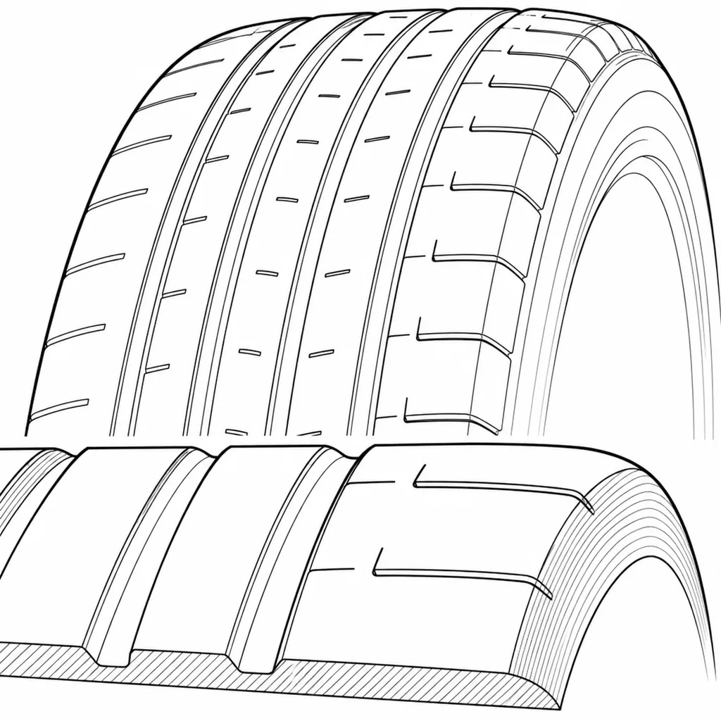 Schéma illustratif : Blocs d’épaule de grande section, seulement interrompus par des encoches courtes