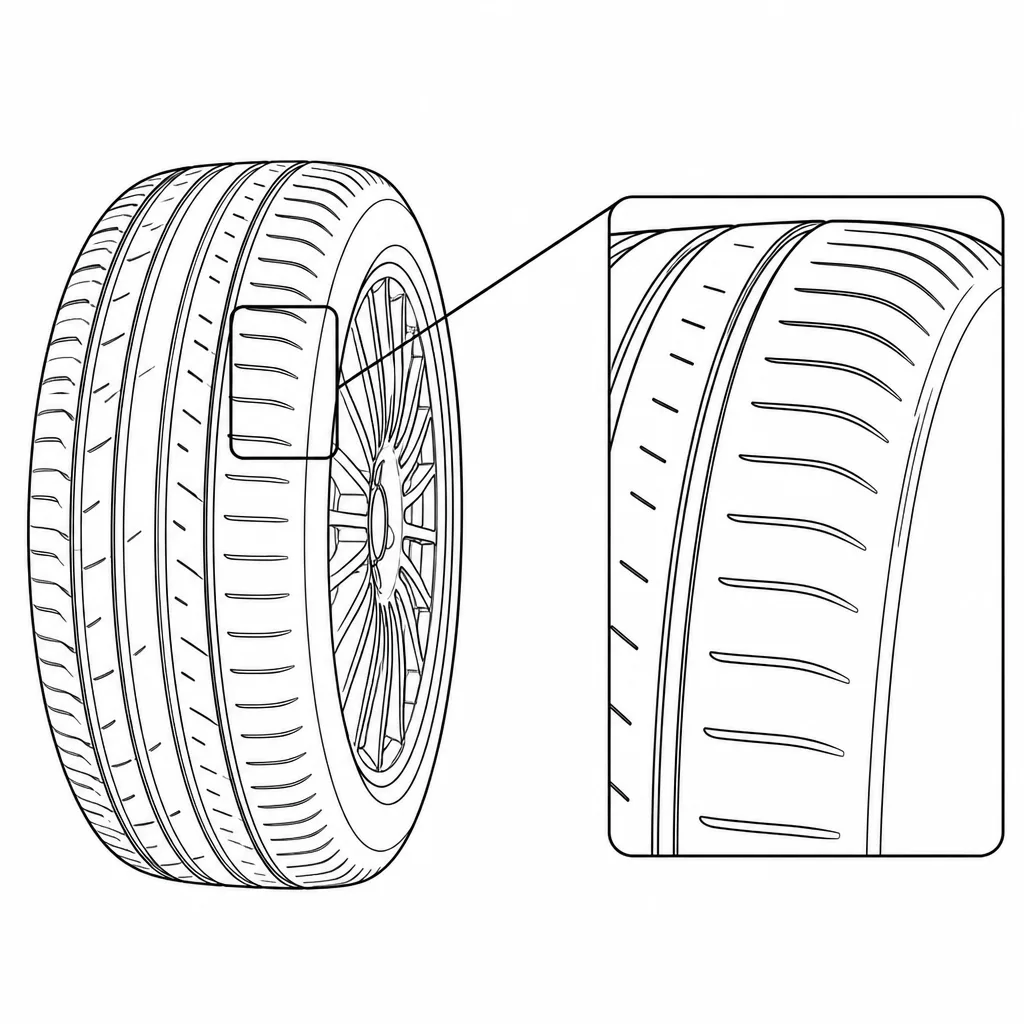 Schéma illustratif : Épaules arrondies et semi-continues à fines encoches transversales