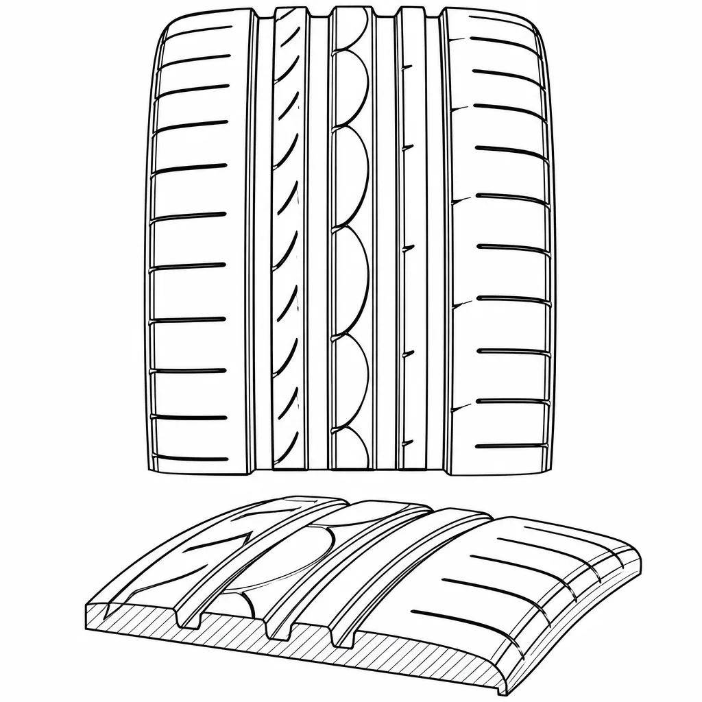 Schéma illustratif : Forte proportion de gomme dans les larges éléments d’épaule