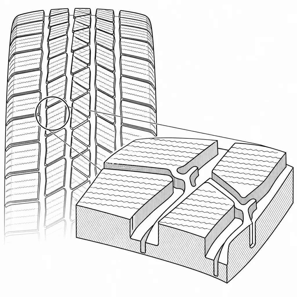 Schéma illustratif : Réseau de cavités à bifurcations et à sections variables