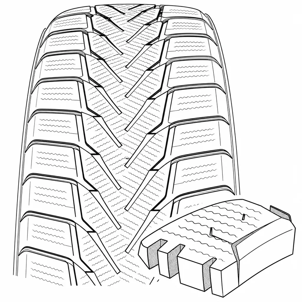 Schéma illustratif : Blocs centraux obliques découpés par des entailles transversales