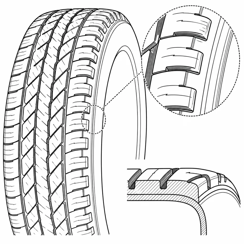 Schéma illustratif : Reliefs de gomme au voisinage du flanc