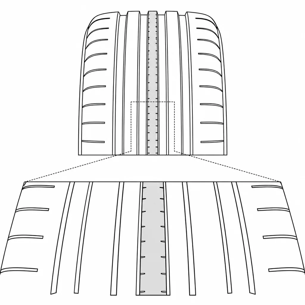 Schéma illustratif : Éléments centraux à forte continuité de gomme