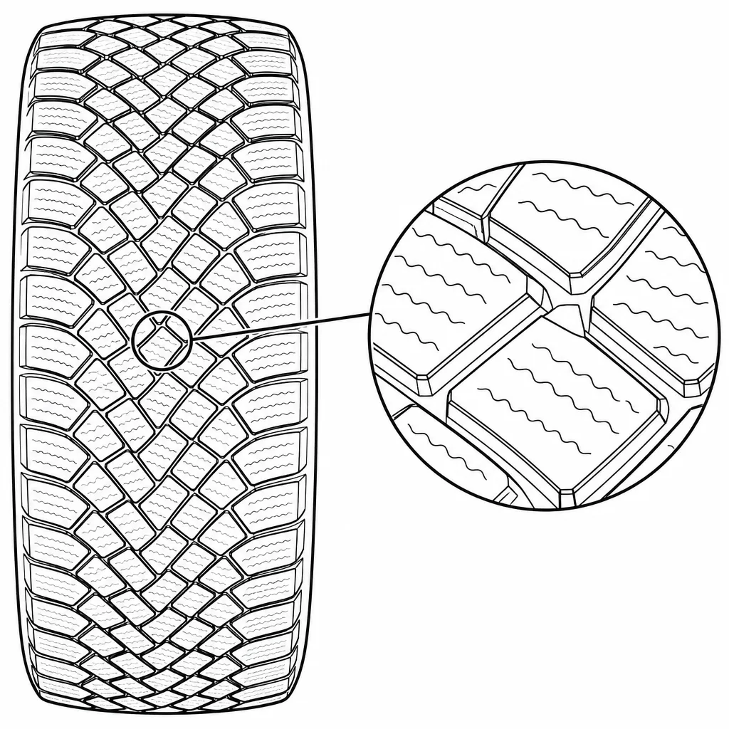 Schéma illustratif : Intersections multiples entre canaux obliques et rainures en zigzag