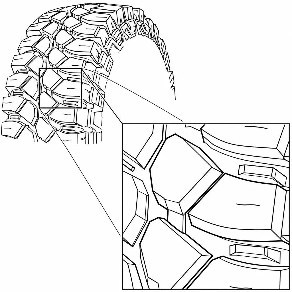 Schéma illustratif : Pavés polygonaux à contours obliques et à décrochements
