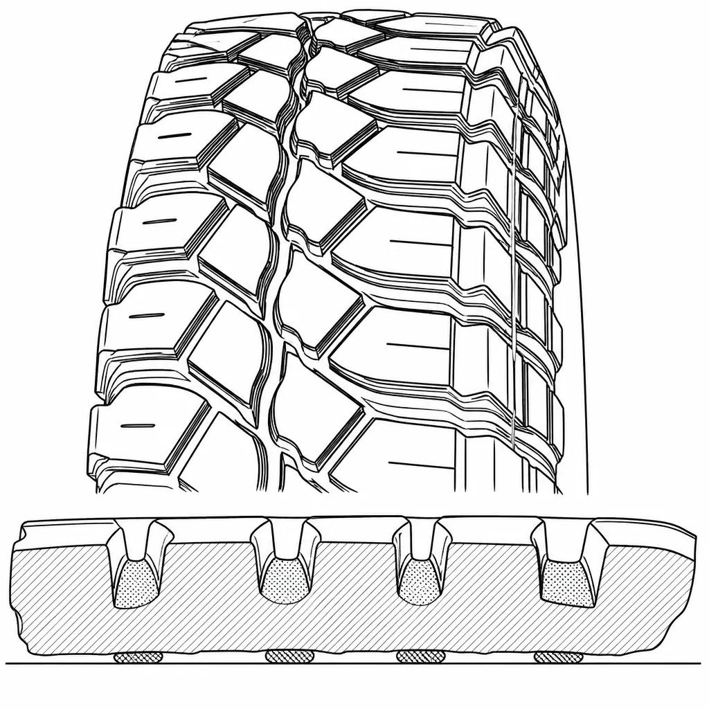 Schéma illustratif : Rapport vide/gomme élevé entre les éléments porteurs