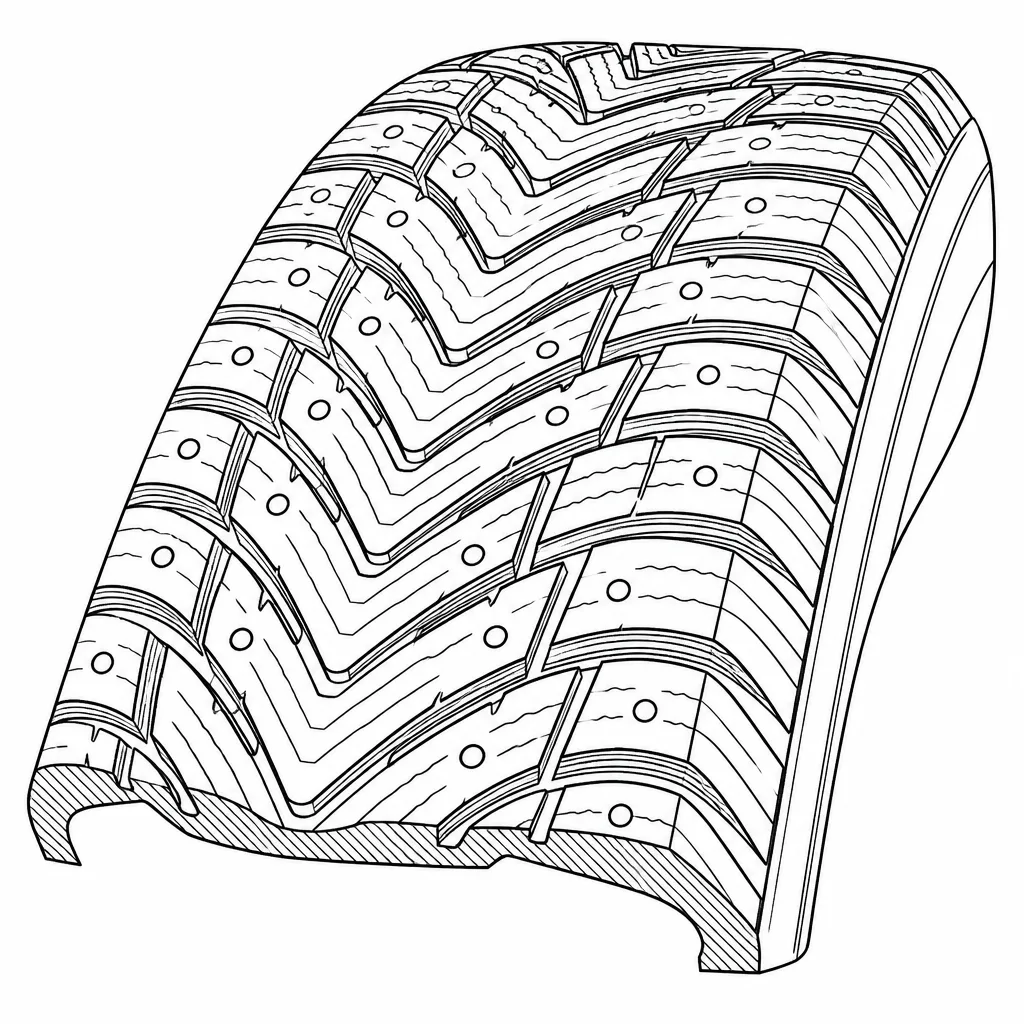 Schéma illustratif : Réseau de rainures obliques en chevrons