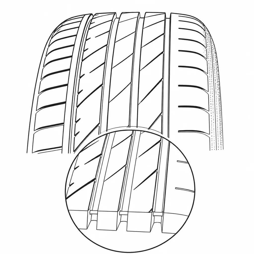 Schéma illustratif : Ponts de gomme longitudinaux des bandes centrales