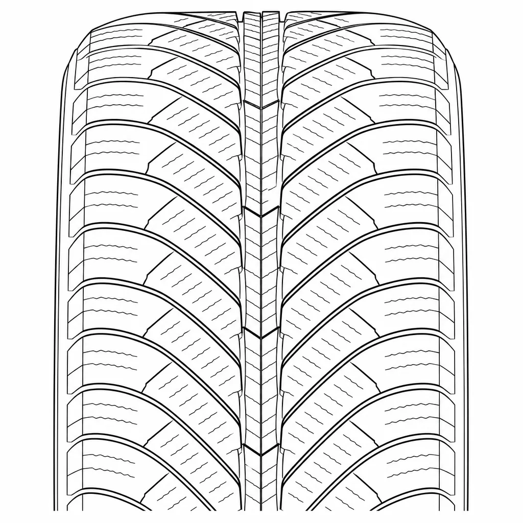 Schéma illustratif : Symétrie des chevrons de part et d’autre de l’axe
