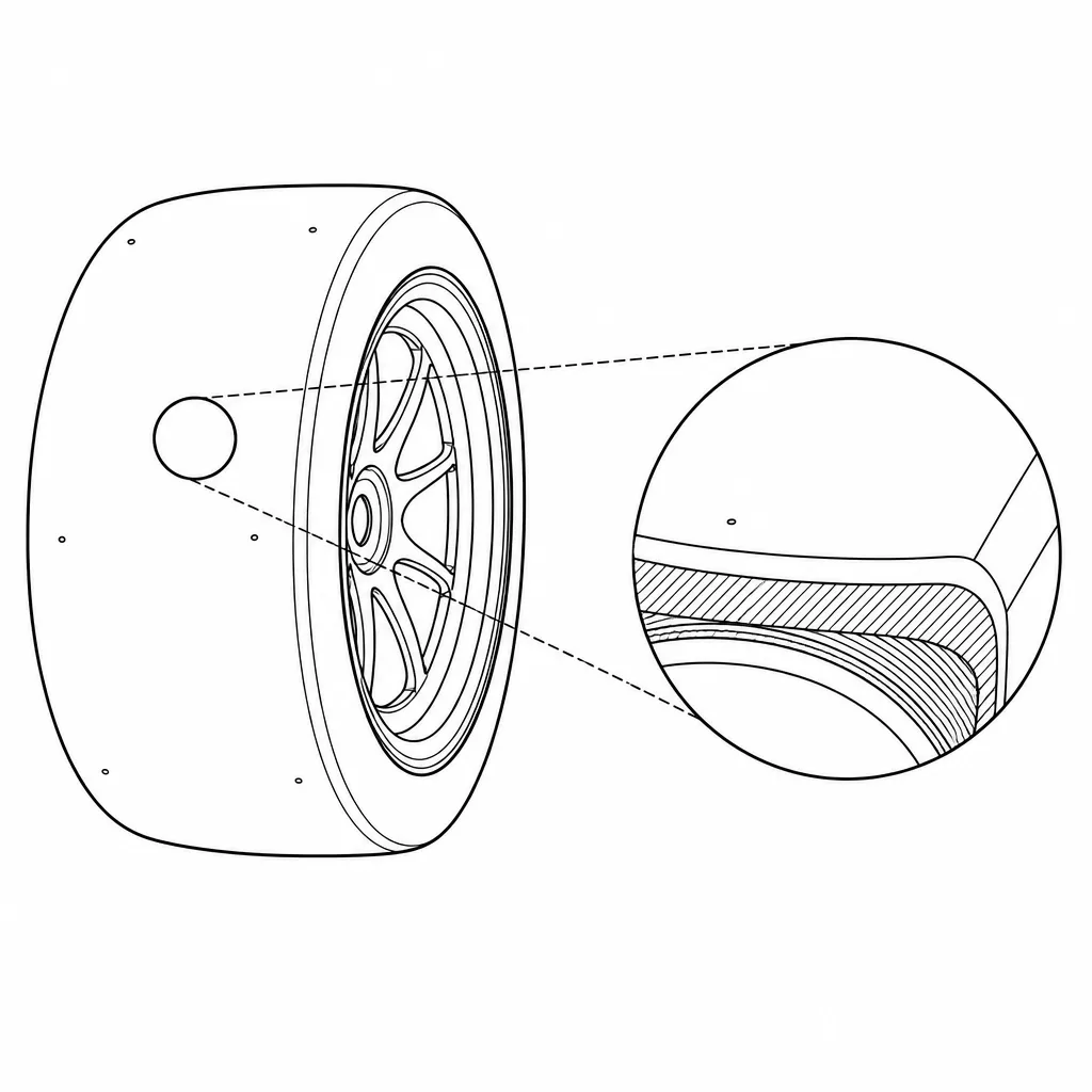 Schéma illustratif : Couronne continue sans fonds de rainure ni angles rentrants