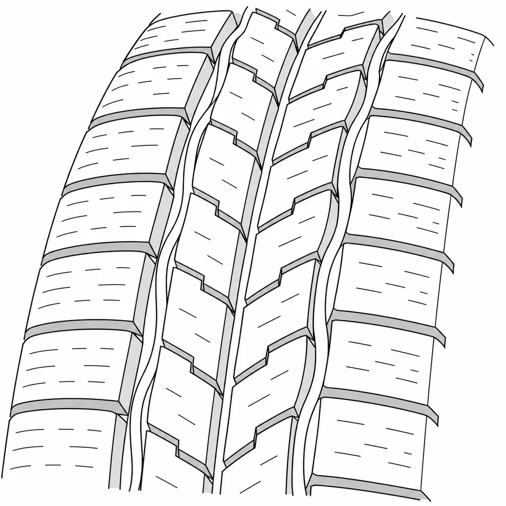 Schéma illustratif : Rainures longitudinales sinueuses entre les rangées de blocs