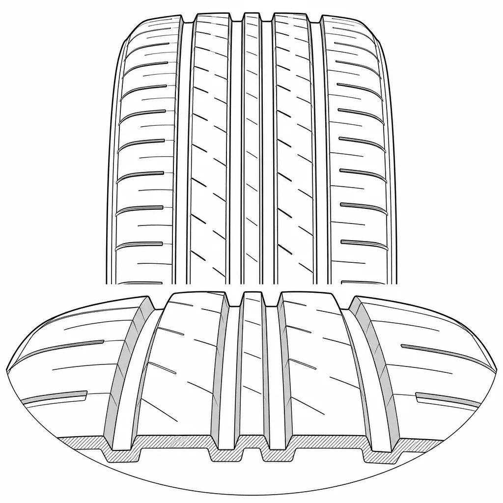 Schéma illustratif : Nervure centrale de faible largeur relative