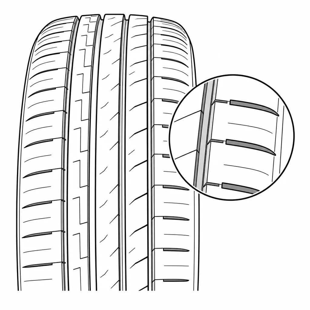 Schéma illustratif : Pavés d’épaule larges séparés par des encoches transversales courtes
