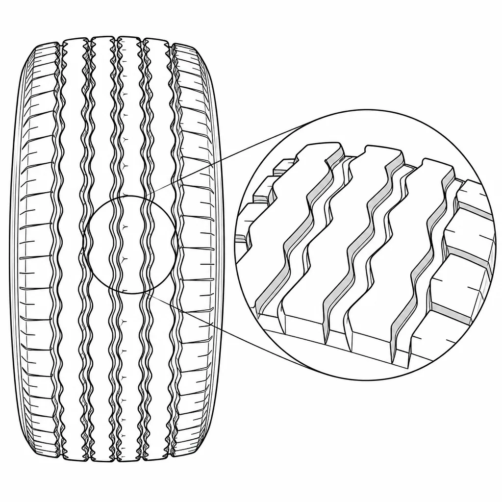 Schéma illustratif : Contours ondulés et zigzag des nervures centrales