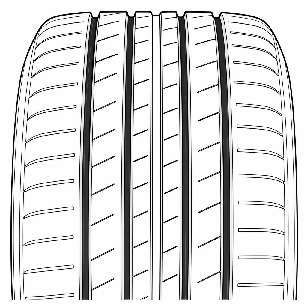 Schéma illustratif : Cinq bandes porteuses étroites séparées par quatre vides longitudinaux
