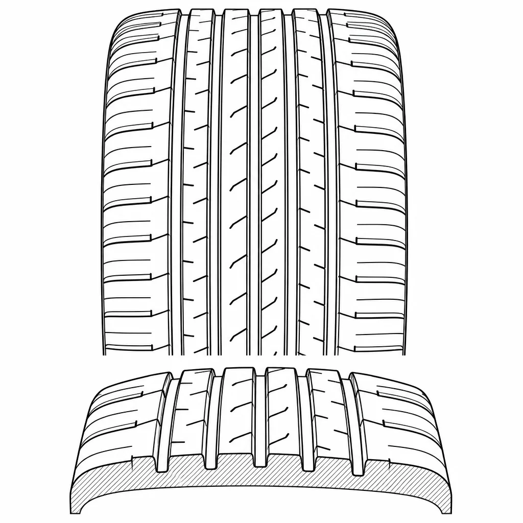 Schéma illustratif : Répartition symétrique des volumes de gomme
