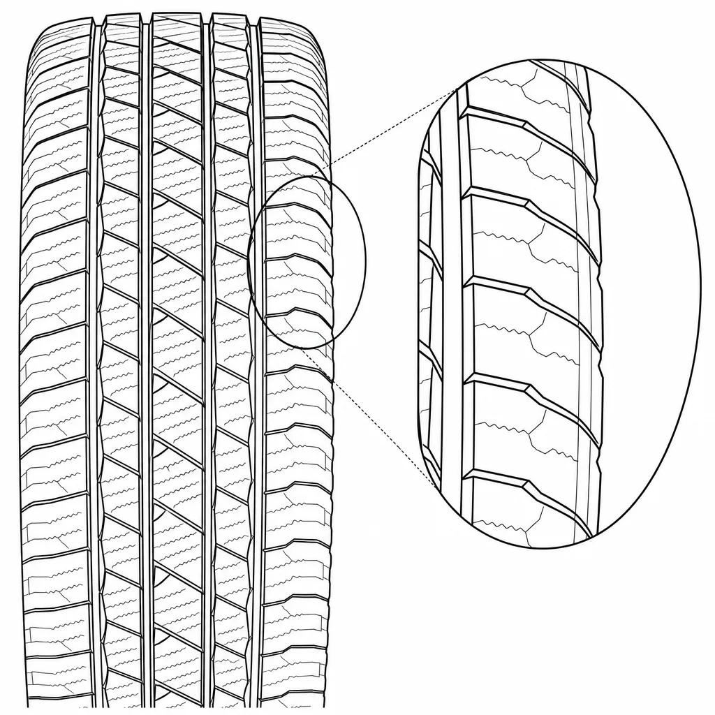 Schéma illustratif : Épaules semi-continues à contour externe légèrement festonné