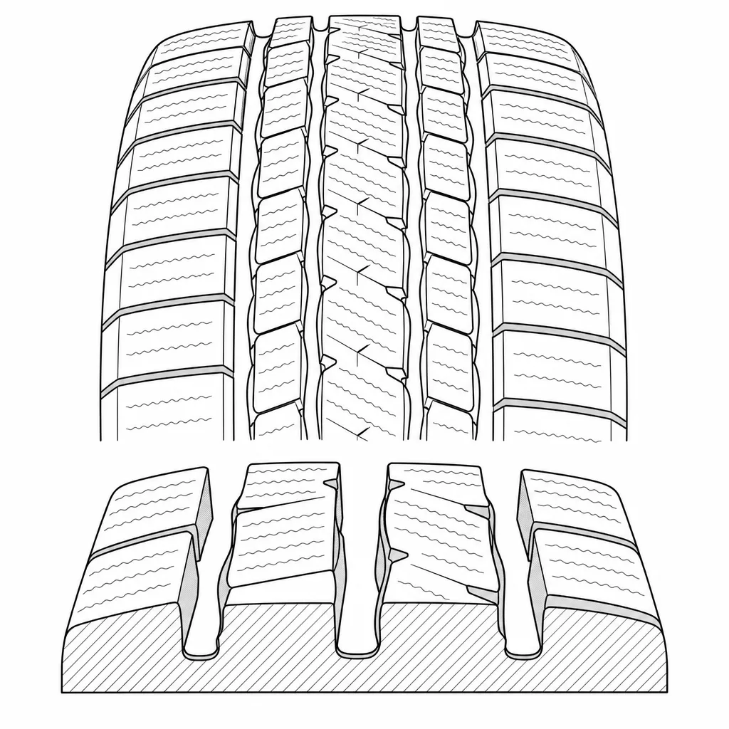 Schéma illustratif : Largeur variable des pavés bordant les quatre sillons sinueux