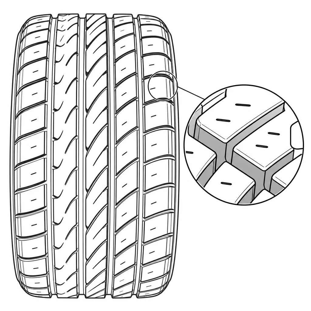 Schéma illustratif : Entailles courtes pratiquées dans les éléments de gomme
