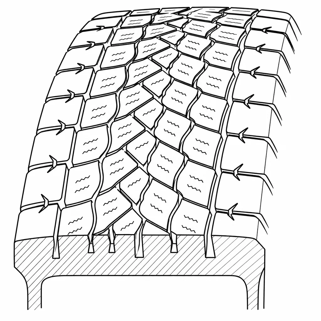 Schéma illustratif : Rangées décalées de pavés polygonaux imbriqués