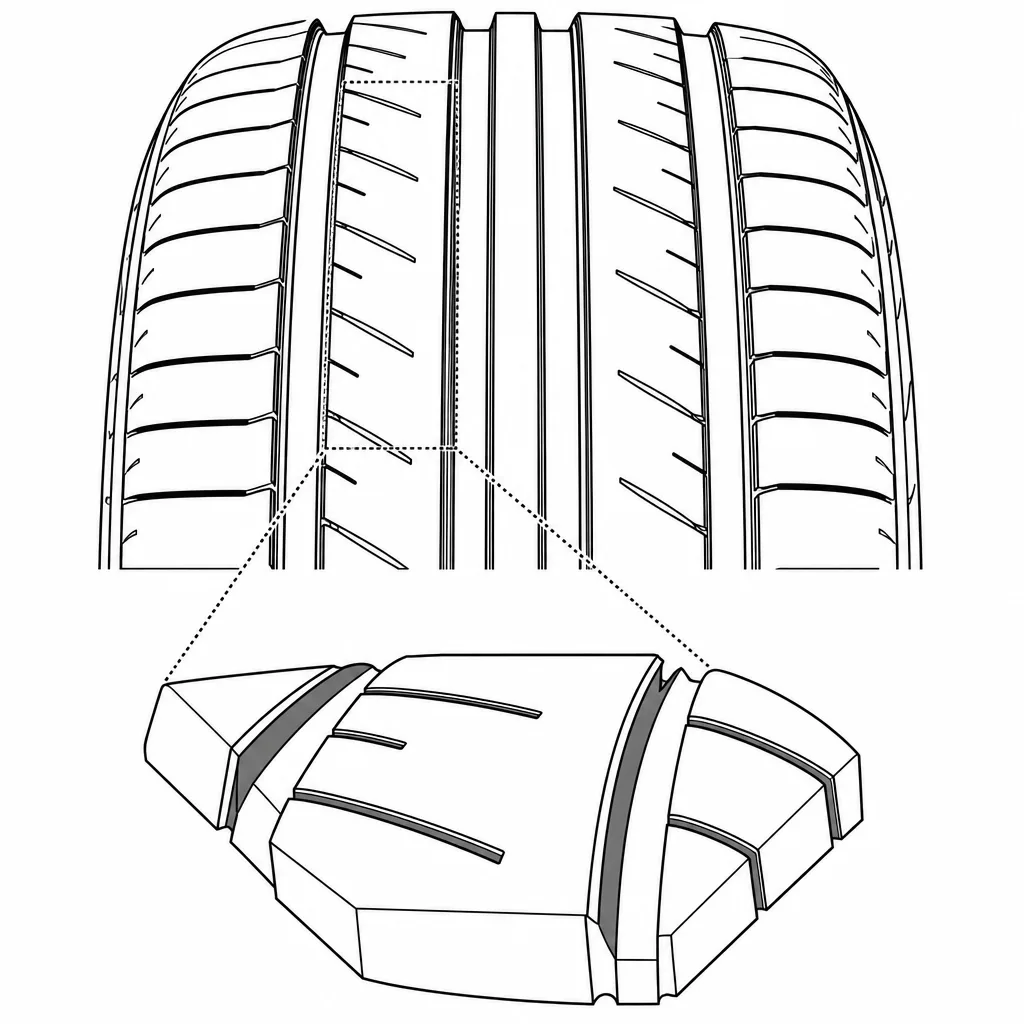 Schéma illustratif : Pavés intermédiaires allongés à entailles obliques courtes