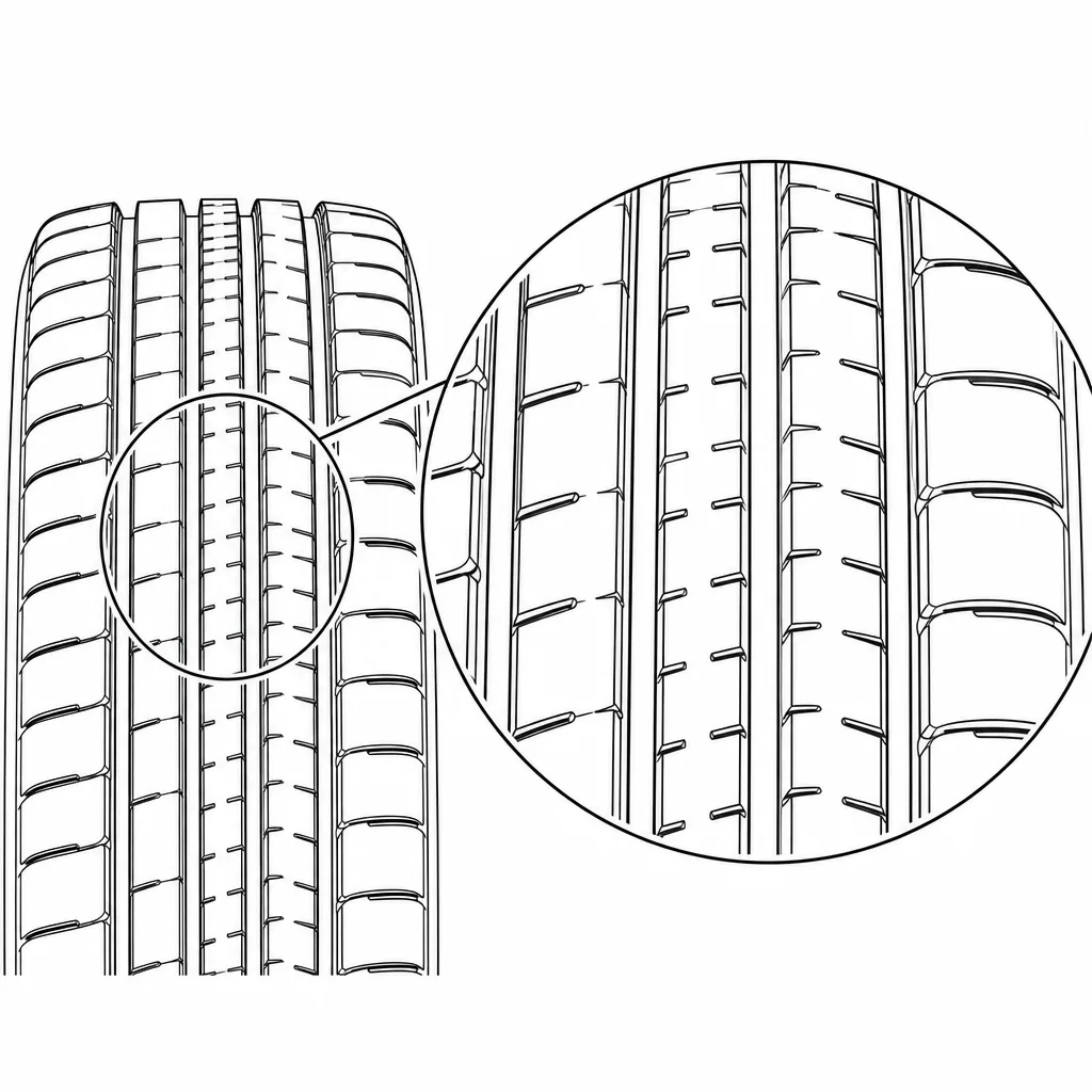 Schéma illustratif : Centre formé de files étroites de pavés allongés, sans nervure pleine unique