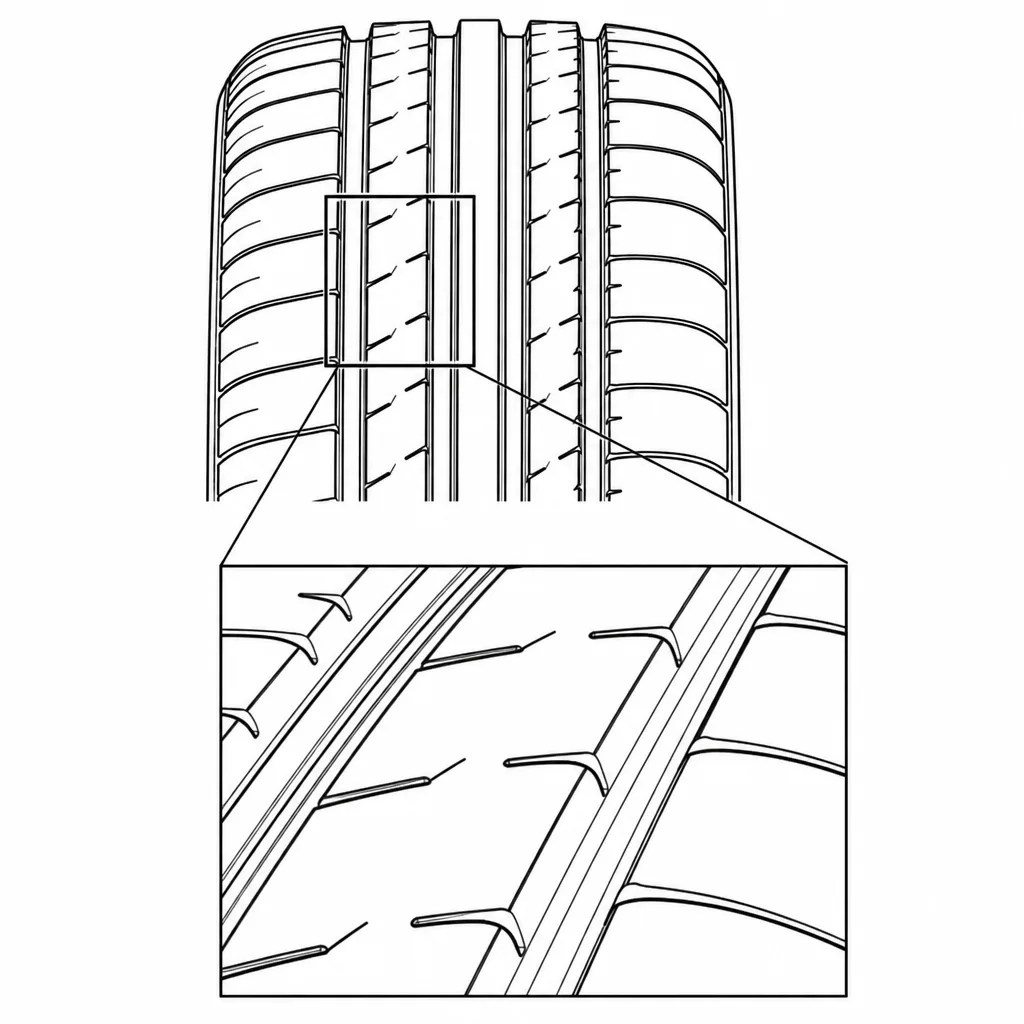 Schéma illustratif : Pavés intermédiaires allongés avec entailles obliques courtes
