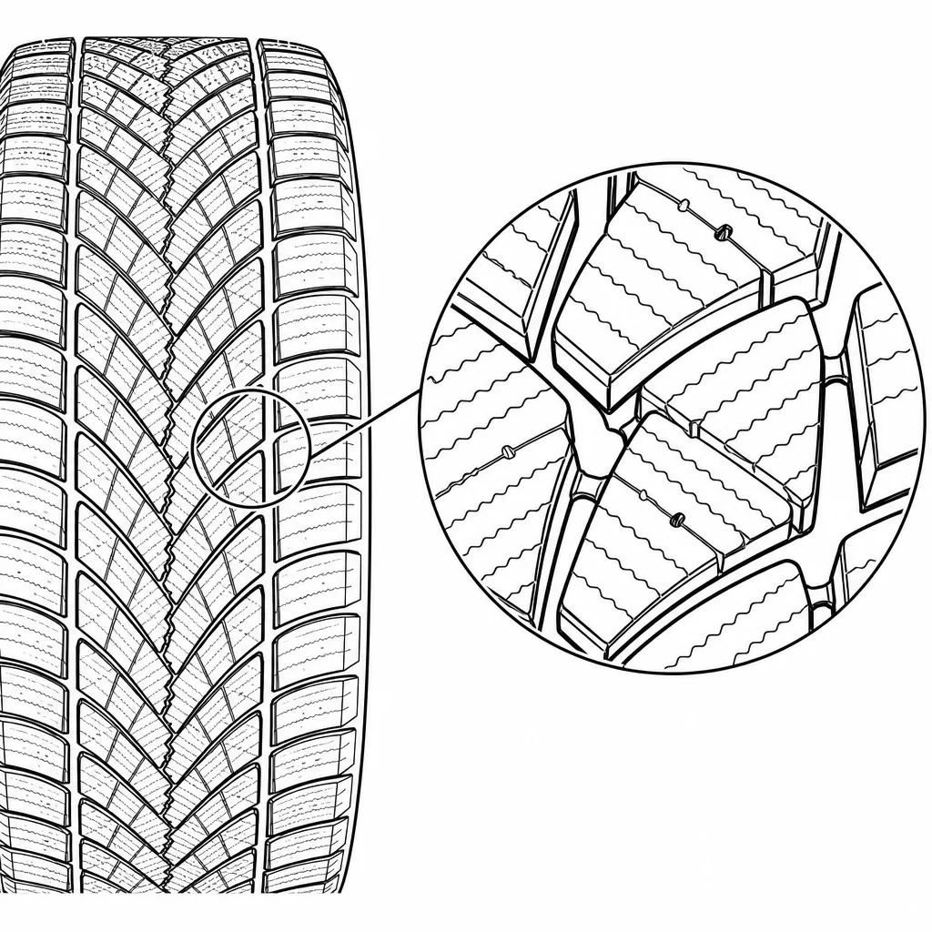 Schéma illustratif : Ponts de gomme étroits entre les nombreuses incisions des pavés