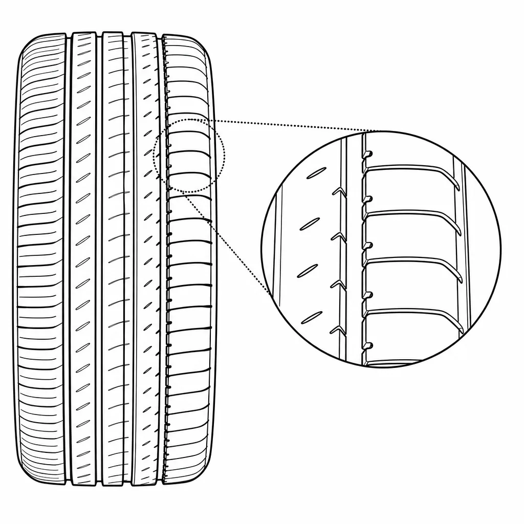 Schéma illustratif : Épaules semi-continues à blocs réguliers et fines encoches latérales