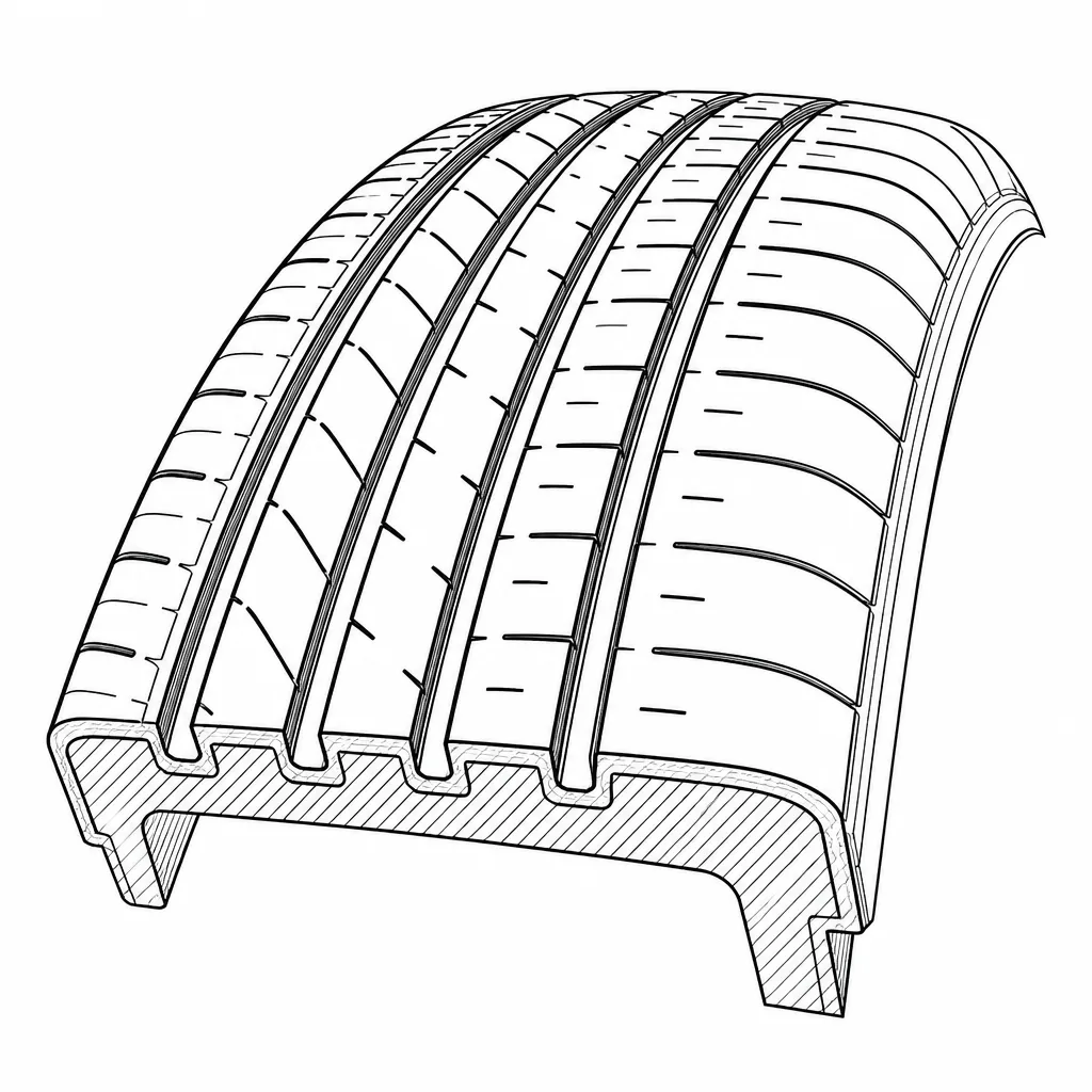 Schéma illustratif : Épaules semi-continues composées de blocs arrondis régulièrement entaillés